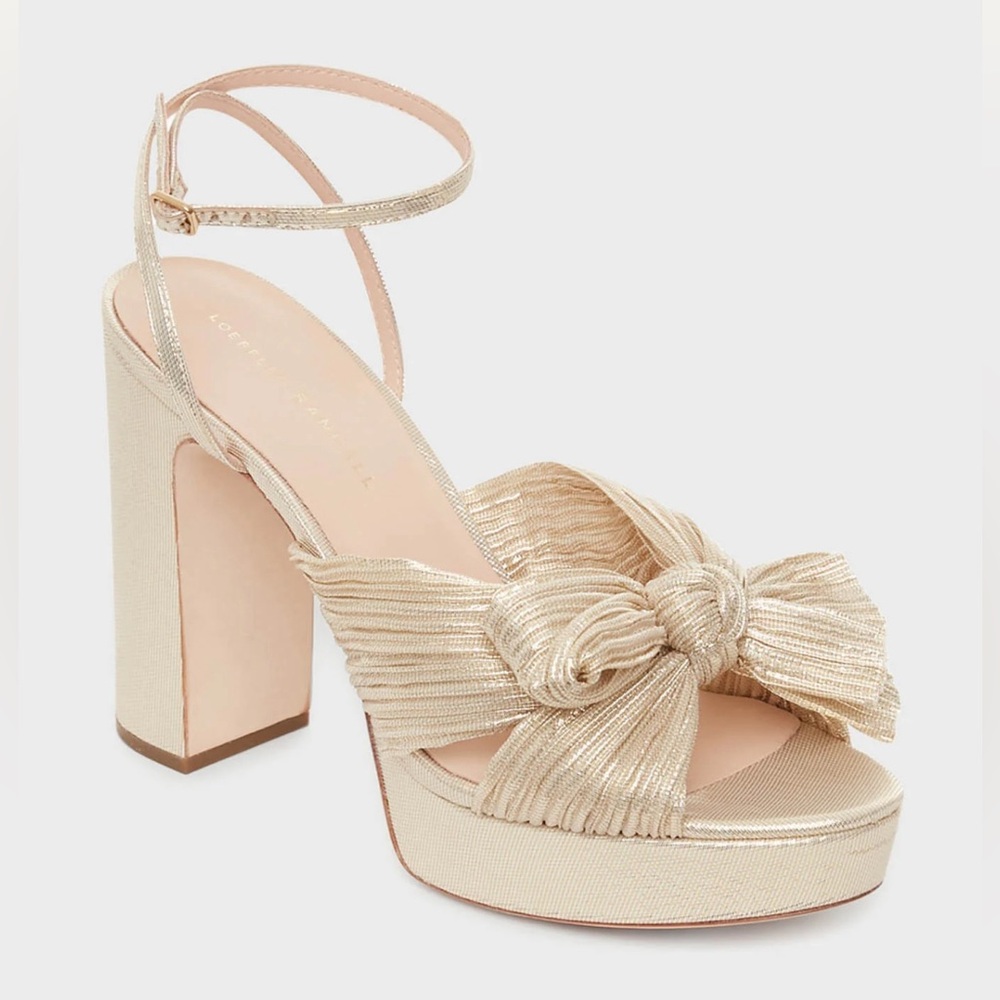 Loeffler Randall Platinum Lame Natalia Heels